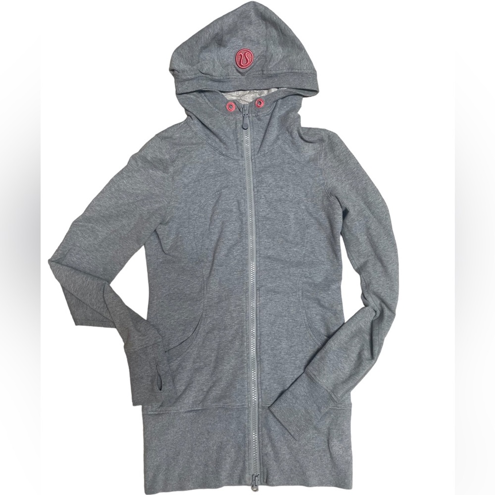 Lululemon Athletic Lightweight Grey Jacket Full-Zip Two Zippers with Hood